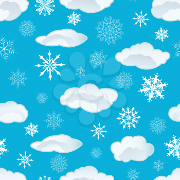 Seamless snowflakes and clouds background for winter and christmas theme