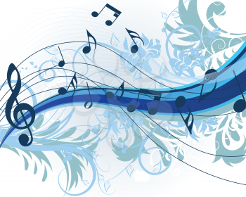 floral music theme for design use. Vector illustration.