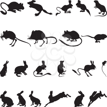 Collection of rodents silhouettes. Vector illustration.