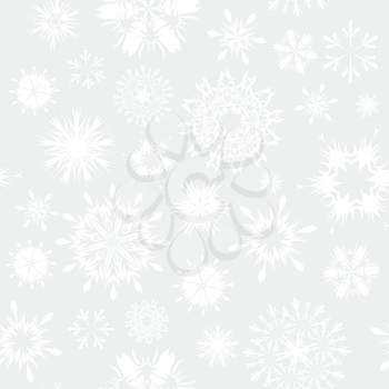 Seamless vector snowflakes background in different shapes