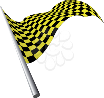 Yellow and black checked racing flag. Vector illustration. 