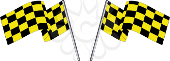 Yellow and black checked racing flag. Vector illustration. 