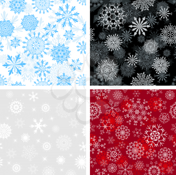 Seamless snowflakes backgrounds set  for winter and christmas theme