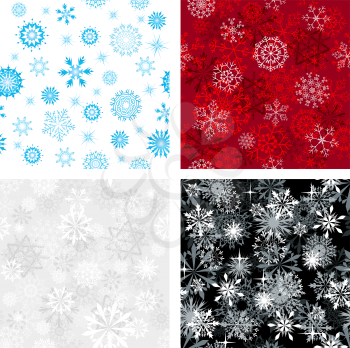 Seamless snowflakes backgrounds set  for winter and christmas theme