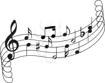 Musical notes staff theme for use in web design