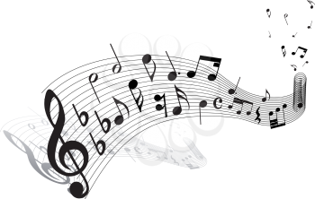 Musical notes staff theme for use in web design