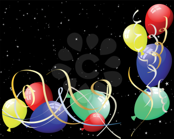 Beautiful colour balloons in the air. Vector illustration.