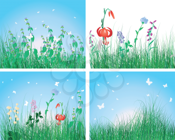 Vector illustration grass backgrounds set for design use