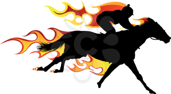 Horse silhouette with flame tongues. Vector illustration.
