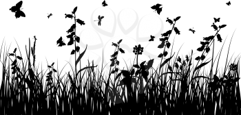 Vector grass silhouettes background for design use. 16:10