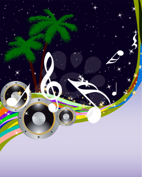 Tropical grunge music background with copy space