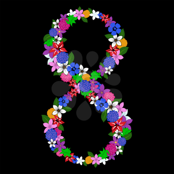 Floral numeral for using in web and print design. Vector illustration.