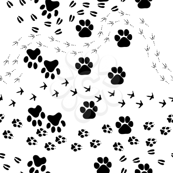 Animal footprint seamless vector pattern.  For easy making seamless pattern just drag all group into swatches bar, and use it for filling any contours.