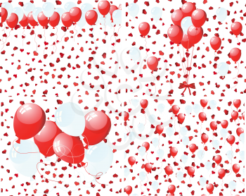 Set of balloons background with hearts. Vector illustration.