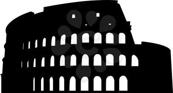 Roman coliseum silhouette. Vector illustration for design use. 