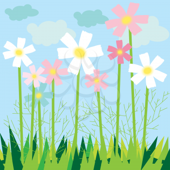 Vector meadow card. All objects are separated.
