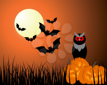 Happy halloween theme greeting card. Vector illustration.