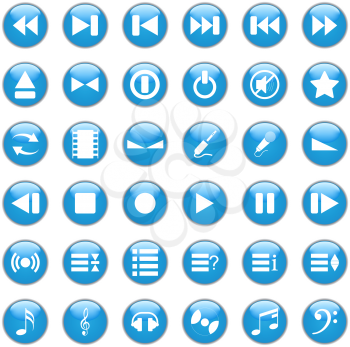 Collection of different icons for using in web design. Music.