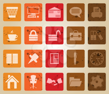 Business and office set of different vector web icons. Retro style.