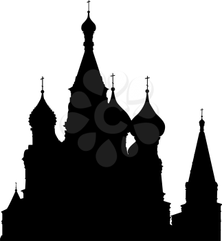St. Basil's Cathedral silhouette on Red Square, Moscow, Russia. Vector illustration.