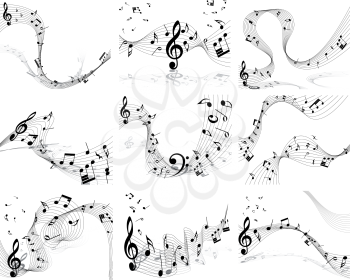 Vector musical note staff background set for design use