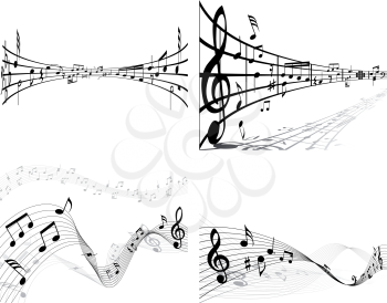 Vector musical notes staff background set for design use