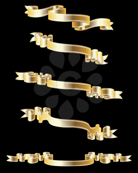 Set of different golden vector ribbons for design use