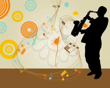 Jazz saxophonist retro theme. Vector illustration for design use.