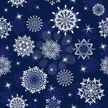 Seamless snowflakes background for winter and christmas theme.  For easy making seamless pattern just drag all group into swatches bar, and use it for filling any contours.