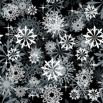 Seamless snowflakes background for winter and christmas theme.  For easy making seamless pattern just drag all group into swatches bar, and use it for filling any contours.