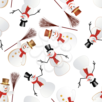 Snowman seamless pattern. For easy making seamless pattern just drag all group into swatches bar, and use it for filling any contours. 