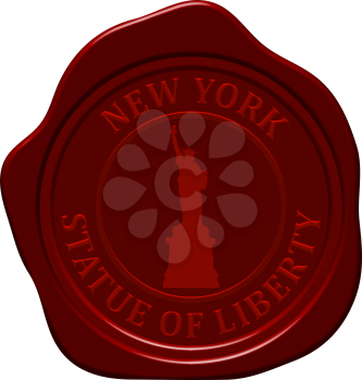 Statue of liberty. Sealing wax stamp for design use.