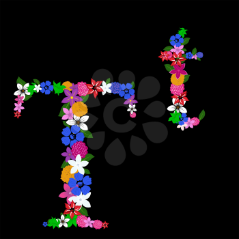 Floral alphabet letter for using in web and print design. Vector illustration.