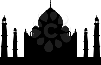 Taj mahal temple silhouette. Vector illustration for design use. 