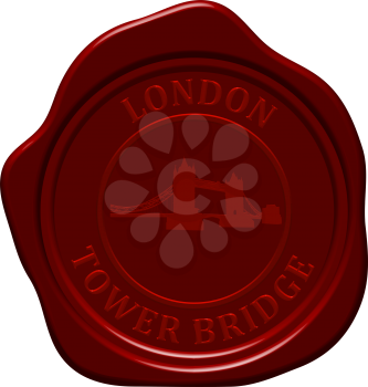 Tower Bridge. Sealing wax stamp for design use.