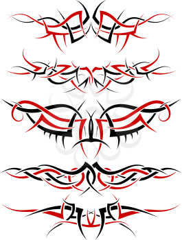 Patterns of black and red tribal tattoo for design use