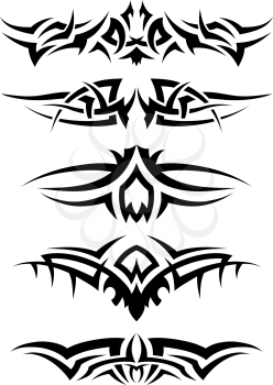 Patterns of tribal tattoo for design use. Vector illustration.