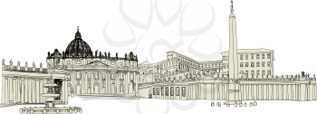 Vatican sketch hand drawn image. Vector illustration.