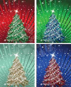 Set of Christmas card in different color. Fully editable EPS 8 vector illustration.
