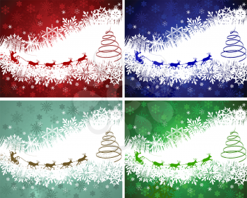 Set of Christmas card in different color. Fully editable EPS 8 vector illustration.
