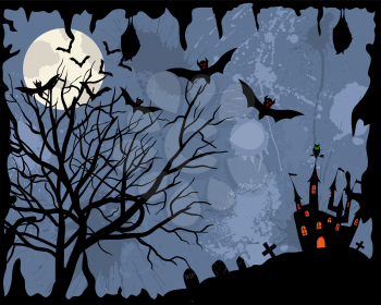 Happy halloween theme greeting card. Vector illustration.