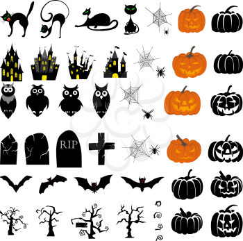 Happy Halloween theme icon set. Vector illustration.