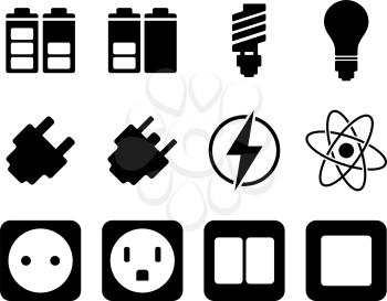 Electricity and energy icon set. Vector illustration.