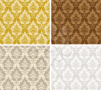 Damask seamless color pattern set. For easy making seamless pattern just drag all group into swatches bar, and use it for filling any contours. Fully editable EPS 8 vector illustration.