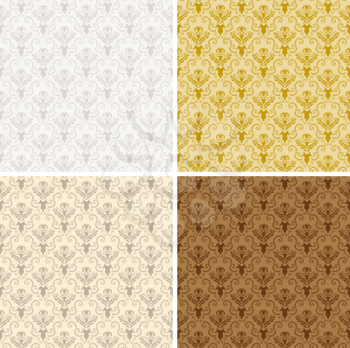 Damask seamless color pattern set. For easy making seamless pattern just drag all group into swatches bar, and use it for filling any contours. Fully editable EPS 8 vector illustration.