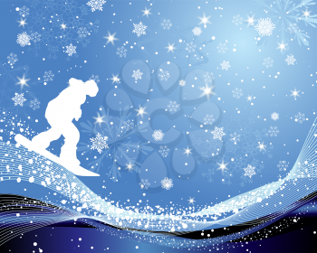 Sport background with snowboard athlete. EPS 10 Vector illustration with transparency and mesh.