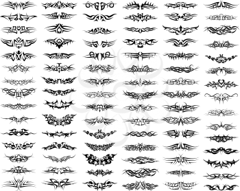 Patterns of tribal tattoo set. Fully editable EPS 8 vector illustration.