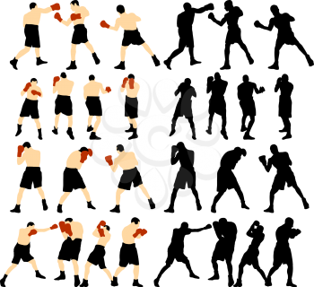 Set  of detail boxing  silhouettes. Fully editable EPS 10 vector illustration.