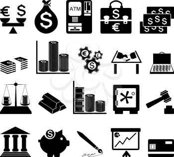 Financial icon set. Twenty items. Vector illustration. 