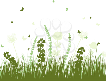 Summer meadow background. EPS 10 vector illustration with transparency and meshes.